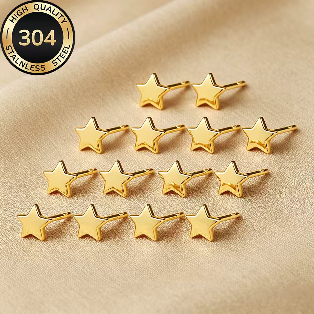 7-Pair Women's Stainless Steel Golden Earring Set